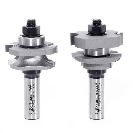 Amana Tool 55421 1-5/8 Diameter by 11/16-Inch Cuttting Height by 1/2-Inch Shank Concave Stile Rail Router Bit Set, 2-Piece by Amana Tool
