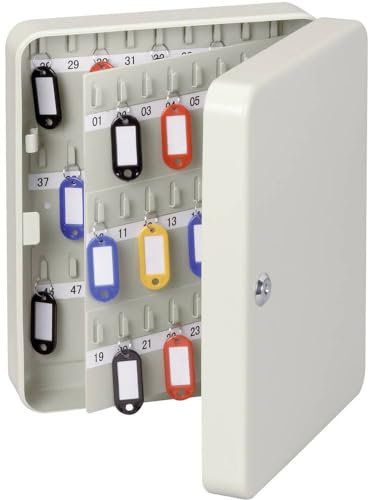 MAUL Boite a Clef 30x24,5x8 cm | Coffre de Rangement pour 90 clés | Armoire verrouillable en Acier allié | Porte-clés Inclus | Boîte à clés pour l'atelier, Le Bureau et Le Couloir | Gris