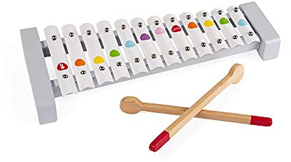Janod - Confetti Holz- und Metall-Xylofon, Kinder-Musikinstrument, Spielzeugnachbildung und Spielzeug für musikalisches Empfinden, ab 2 Jahren, J07604