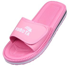 Kubota Claquettes à scratch Femme – Sandales été – Claquettes avec fermeture auto-agrippante – Chaussures pour piscine et plage – Chaussons – Rose poudré – 39