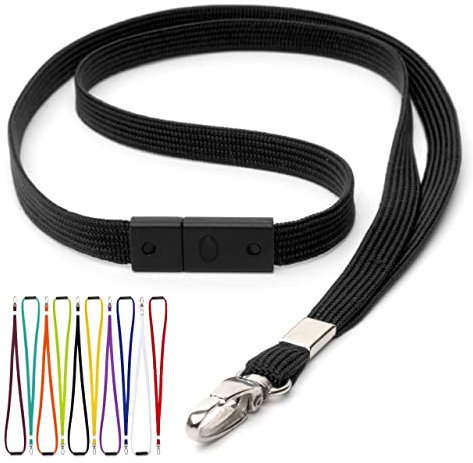 CKB LTD Schwarz Schlüsselband mit Sicherheitsverschluss Metall-Klipp Für Büro Mitarbeiter Besucher ID Ausweishalter Lanyards Schlüsselbänder Für Namensschilder Umhängebänder Packung mit 10 Stk