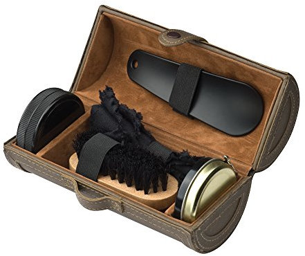 eBuyGB 5 Piece Luxurious Shine Polish Kit Shoe Bag, Black