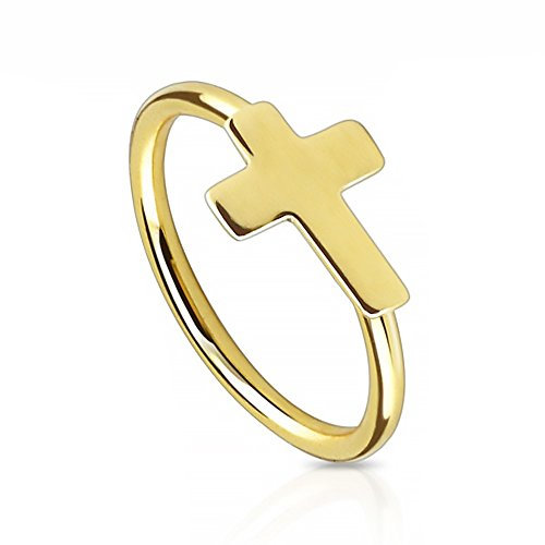 Autiga Nasenpiercing Septum Ring Nasenring Piercing Nasen Kreuz Cross Klemmring BCR Gold