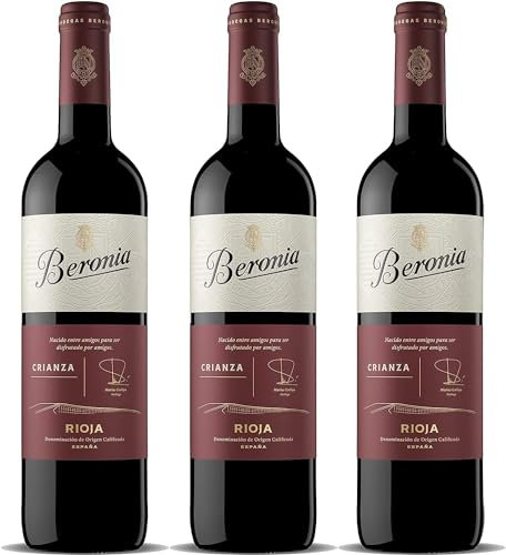 Beronia Crianza - Vino Tinto D.O.Ca. Rioja - 3 botellas de 750 ml - Total: 2250 ml, el embalaje puede variar