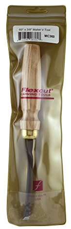 Flexcut Mallet V-Tool, Straight Gouge Chisel, 60 Degrees, 3/8 Inch (MC360)