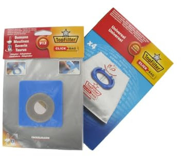 Boite de 4 sacs aspirateurs universels Top Filter avec Adaptateur Click Bag pour aspirateurs Moulinex