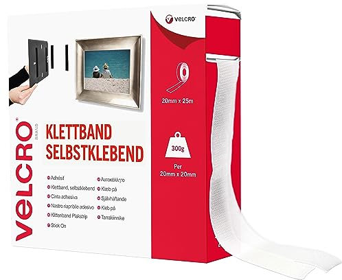 VELCRO Brand Nastro riapribile adesivo 20mmm x 25m Bianco