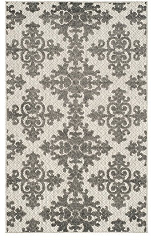 SAFAVIEH Traditionell Teppich für Wohnzimmer, Esszimmer, Schlafzimmer - Cottage Collection, Kurzer Flor, Creme und Grau, 99 X 160 cm
