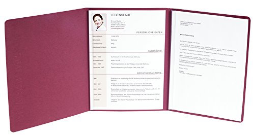 Exacompta 49708B Bewerbungsmappe EXCELLENCE in Leinenoptik. Aus extra starkem Colorspan-Karton vertikale Prägung 3-teilig mit 2 Klemmschienen für DIN A4 bordeaux