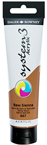 Daler Rowney System3 Raw Sienna 150ml Acrylic Paint Tube - Acrylic Painting Supplies for Artists and Students - Artist Paint for Murals Canvas and More - Art Paint for All Skill Sets