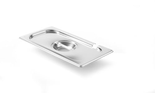 HENDI Gastronorm Deckel mit Löffelaussparung, für Gastronormbehälter, Temperaturbeständig von -40° bis 300°C, Heissluftöfen-Chafing Dishes-Bain Marie, Stapelbar, GN 1/3, 325x176mm, Edelstahl