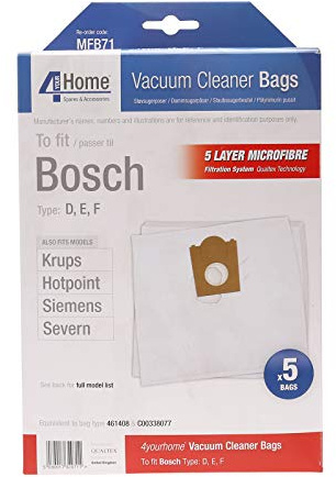First4Spares for Bosch Activa & Alpha 5 Pack Microfibre Extra Strong Vacuum Cleaner Hoover Bags Type D, E, F (Equivalent 461408 & C00338077)