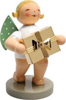 Wendt & Kühn 650/120 Gratulant, Engel mit Geschenk, vergoldet, Goldedition No.7