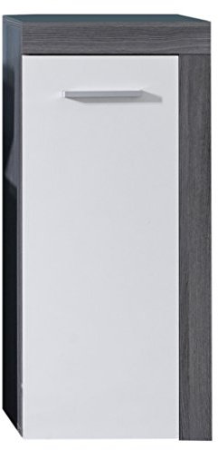 trendteam smart living - Miami - Kommode - Weiß/Grau - Nachtkonsole - (BxHxT) 36 x 81 x 31 cm - Passend für Badezimmer oder Schlafzimmer - Tür mit moderner Fräsung und 1 Schublade - Kratzfest