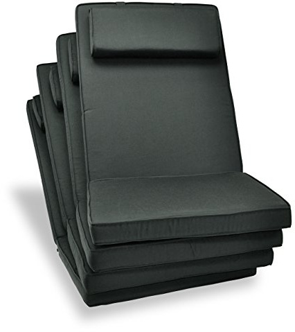 Nexos Trading DIVERO hochwertiges 4-er Set Sitzauflagen Auflage Polster für Hochlehner Gartenstuhl Gartensessel Klappstuhl in anthrazit