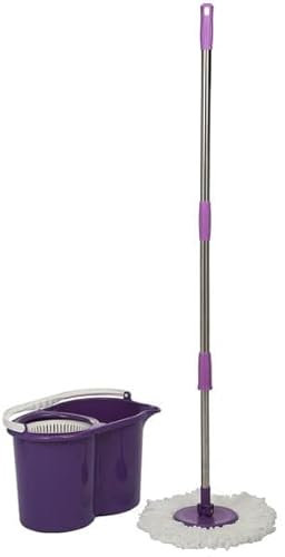 Duett - Conjunto De Fregar Compuesto por Cubo con Escurridor Especial Y Fregona De Microfibra, Palo De Aluminio. Morado.