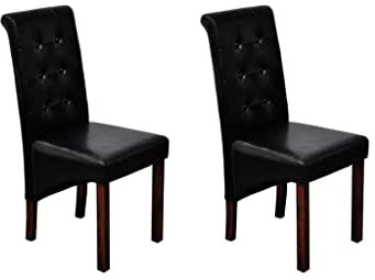 vidaXL Esszimmerstühle 2 STK., Esszimmerstuhl Hochlehner, Stuhl Polsterstuhl für Esszimmer Küche, Essstuhl Küchenstuhl, Modern, Schwarz Kunstleder