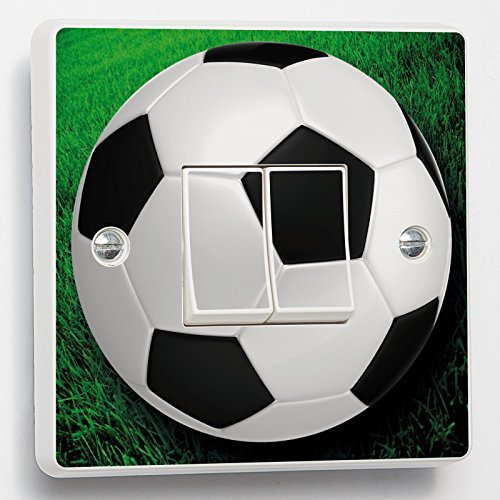 Football Light Switch Sticker Green Soccer Ball Vinyl Decal Cover Skin Decal - Double Switch with Screw Holes