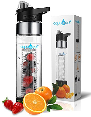 AquaFrut Fruit Infuser Water Bottle, BPA-Free Tritan Plastic Infusion Bottle, Leak-Proof, Bottle-Load, Includes Recipe eBook for Flavor Hydration