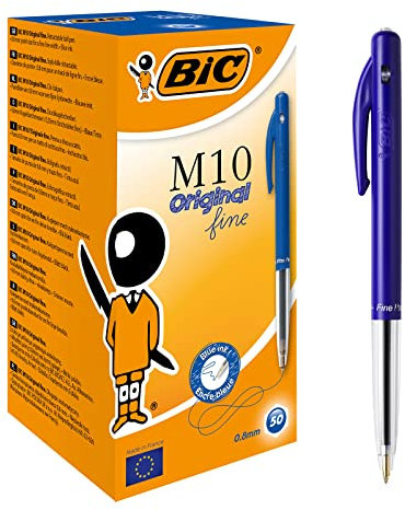 Bic M10 Original einziehbarer Kugelschreiber Blau, 50 Stück (1er Pack)