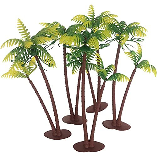 Coconut Palm Palms Twin Coconut Tree Trees Aquarium Terrariums DIY Landscape Miniature Garden House Cake Topper Resin Decoration 5.7Inch Height Lot 5