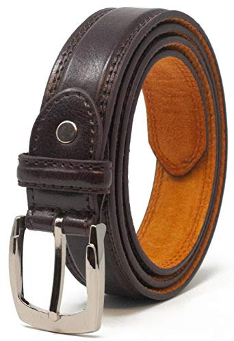 Ossi Herren 28mm Leder gefüttert Anzuggürtel Braun - Groß