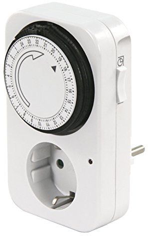 Analoge Zeitschaltuhr-Steckdose | Logik-2000 | Schaltzeit 15 Minuten bis 24 Std., 3.500W / 16A umschaltbar auf Dauerbetrieb, Strom sparen durch clevere Einstellung