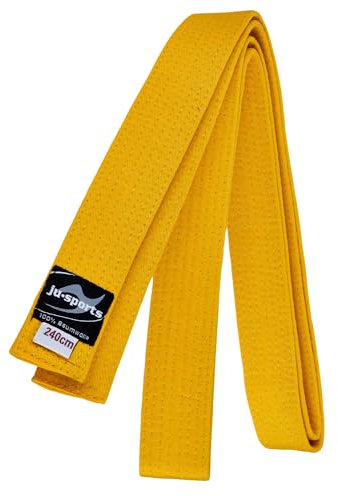 Ju-Sports Budogürtel - gelb, Baumwolle I Kampfsport Gürtel Für Budo-Sportarten, Judo, Karate, Kickboxen & mehr I Ca. 4 cm breiter Martial Arts Gürtel I 280 cm