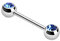 Taffstyle® Piercing - Brust Nippel Intimpiercing Hantel Doppel Front Kristall Kugel in verschiedenen Farben - 1,6mm x 16mm x 6mm - Blau
