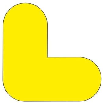 Beaverswood Floor Signal Marker 'L', Slip Resistant & Self-Adhesive Marking, 200mm high x 200mm wide, Pack of 10 (YELLOW)