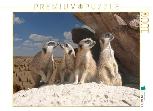 CALVENDO Puzzle Erdmännchen in der Wüste | 1000 Teile Lege-Größe 64 x 48 cm Foto-Puzzle für glückliche Stunden