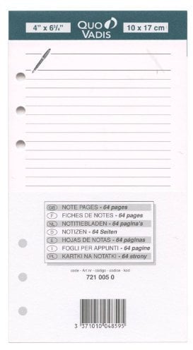 Quo Vadis - Accessoires de TIMER - Recharge FICHES NOTES pour TIMER 17 - Papier Blanc Clairefontaine - Format 10x17cm