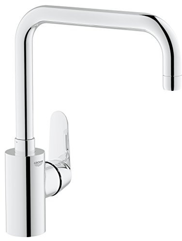 Grohe Eurodisc Cosmopolitan Küchenarmatur - Einhand-Spültischbatterie (DN 15, hoher Auslauf) chrom, 32259002 Silber Auslauf mit Mousseur