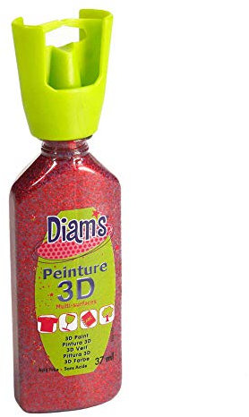 DIAM'S Peinture 3D Tous Supports, Rouge pailleté, 37 ml