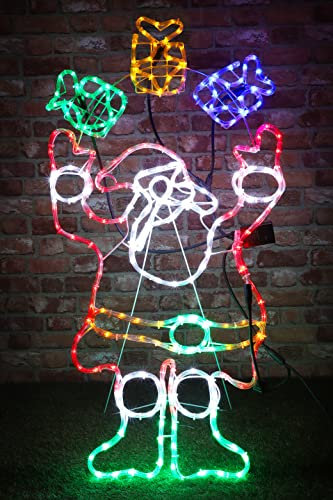 Christmas Concepts® 114cm Santa Juggling Parcels Rope Light Christmas Decoration with Multi LED Lights