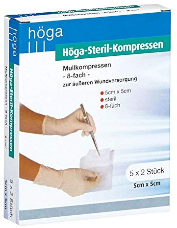 HÖGA-KOMPRESSEN 5x5 cm steril 8fach 5X2 St