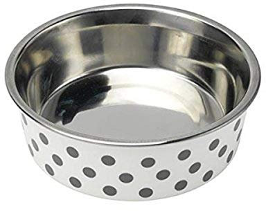 Petface Grey and White Spots Deli Dog Bowl, 21 cm