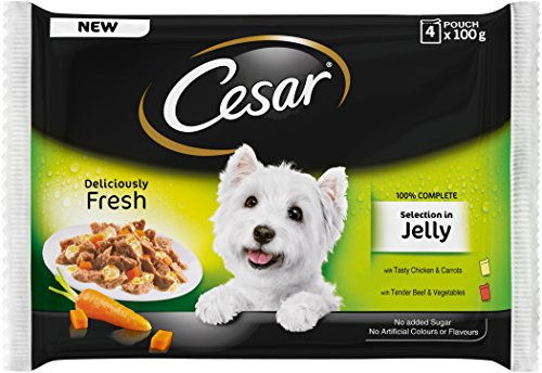 Cesar Deliciously Fresh Wet Dog Food for Adult dogs 1+ Mixed Selection in Jelly, 52 Pouches (52 x 100 g)