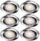 Trango 6er Set LED Einbaustrahler in Chrom Rund 6729-068M6KSD incl. 3-Stufen dimmbar Ultra Flach LED Modul, 6000K Tageslicht (kalt-weiß) Einbauleuchte, Deckenspot, Einbauspot, Deckenleuchte