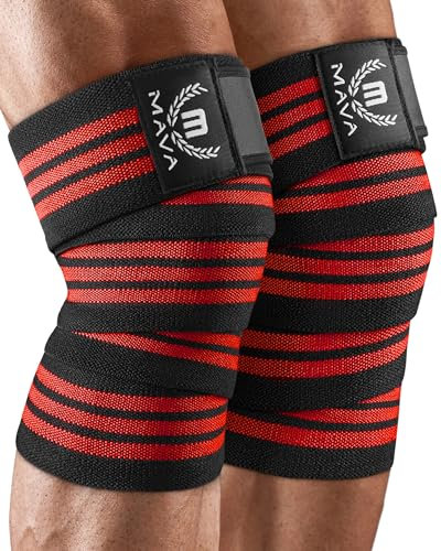 Mava Rodilleras Deportivas para Hombres y Mujeres (Par), Rodilleras Menisco y Ligamento para Gimnasio, Powerlifting y Fitness, Compresión de 183cm