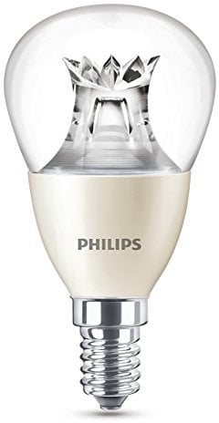 Philips LED Warm Glow E14 Small Edison Screw Dimmable Mini Globe Light Bulb, Clear, 6 W (40 W)