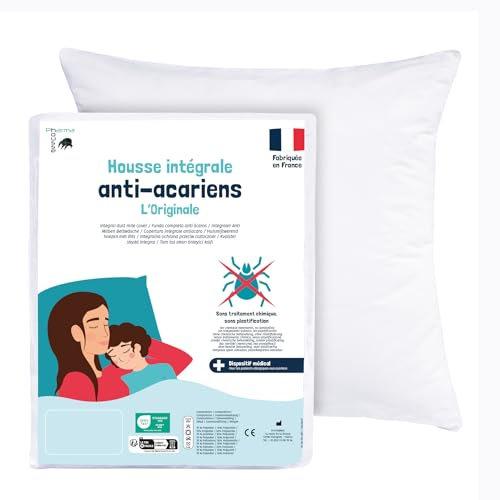 PharmaHousse - Housse Anti-acariens intégrale pour Oreiller - Dispositif médical - Garantie 10 Ans - Housse barrière sans Traitement ni plastification - Fabriquée en France