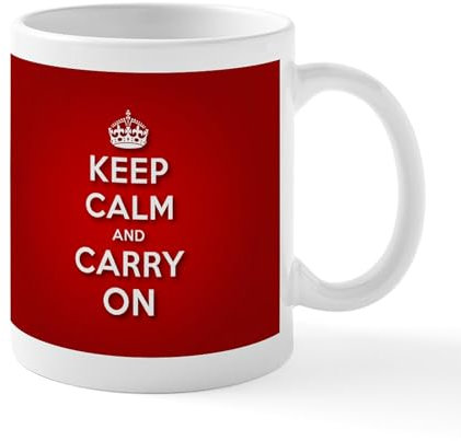 CafePress Red Keep Calm and Carry On Mug 11 oz (325 ml) Ceramic Coffee Mug