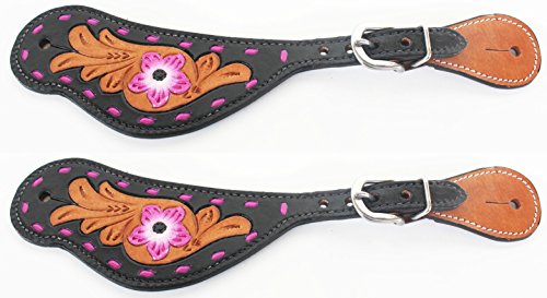 Western Riding Cowboy Boots Leather Spur Straps Tack Pink 74134
