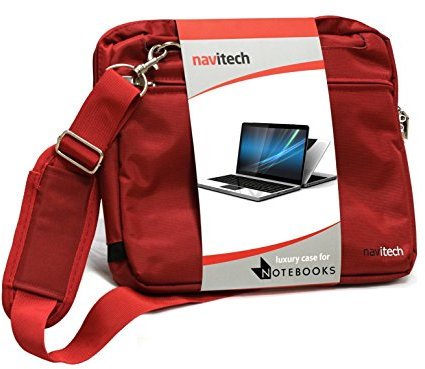 Navitech Ruby Red Sleek Premium Water Resistant Shock Absorbent Carry Bag Case Compatible With The Lenovo IdeaPad 100s Laptop, Intel Core Atom, 2GB RAM, 32GB, 11 / Lenovo S21e 11.6 Inch Intel Celeron 2GB 32GB Laptop.