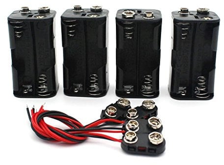 Raogoodcx 4set Thicken Battery Holder for 4 x AA with Standard Snap Connector and Hard Plastic Housing T Type Wire