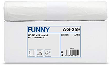 Funny Lot de 1000 sacs poubelle en PEHD Blanc Capacité 30 l