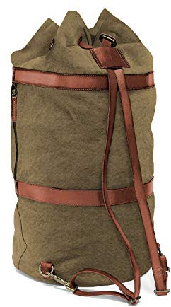 DRAKENSBERG Seesack 'Robin' L - große Reisetasche als Rucksack, XL Duffel Bag im Vintage-Marine-Design für Reise und Sport, nachhaltig handgemacht, 60 L, Segeltuch-Canvas, Leder, Olivgrün, DR00125