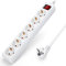 Aigostar Regleta alargador de 6 enchufes con cable de 5 metros e interruptor. Color Blanco