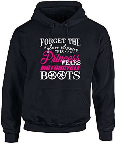 Hippowarehouse Forget the Glass Slippers This Princess Wears Motorcycle Boots Motorbike Biker unisex Hoodie hooded top (Specific size guide in description) Black